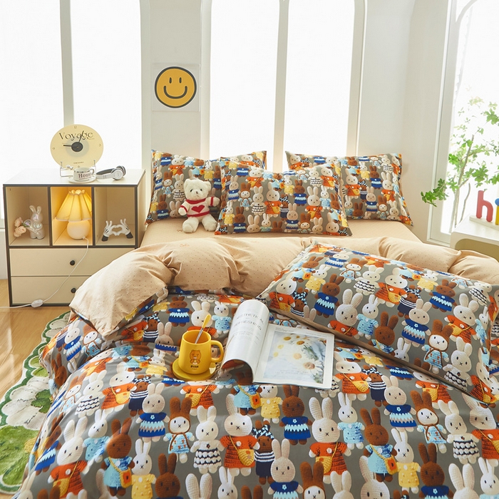 91家纺网 家纺一手货源 找家纺 黛妮雅 2026新款全棉印花床单款四件套（送买家秀）幸运兔