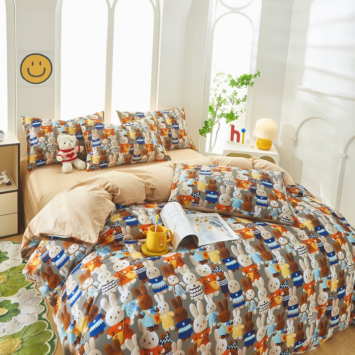 91家纺网 家纺一手货源 找家纺 黛妮雅 2026新款全棉印花床单款四件套（送买家秀）幸运兔