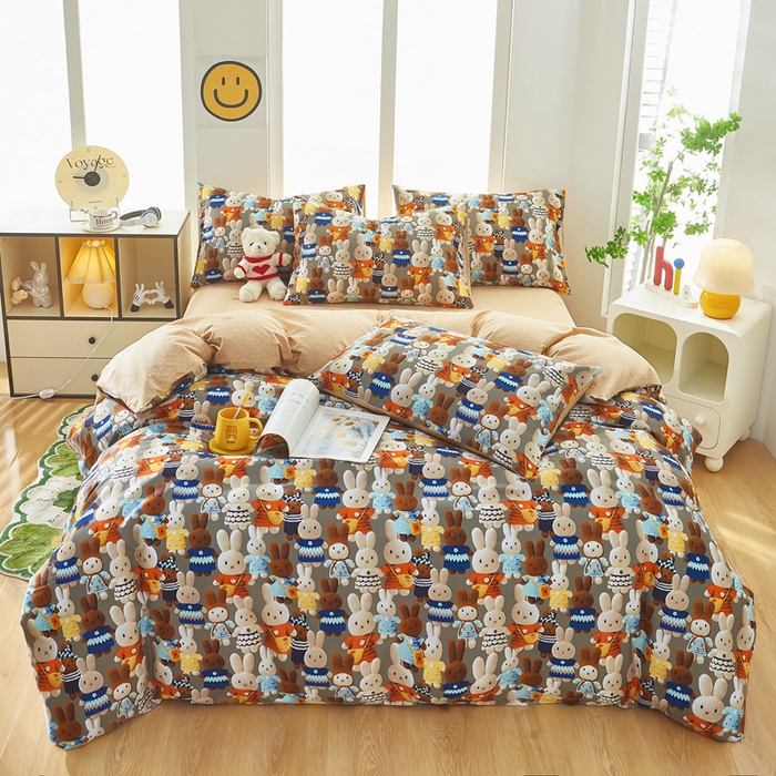 91家纺网 家纺一手货源 找家纺 黛妮雅 2026新款全棉印花床单款四件套（送买家秀）幸运兔