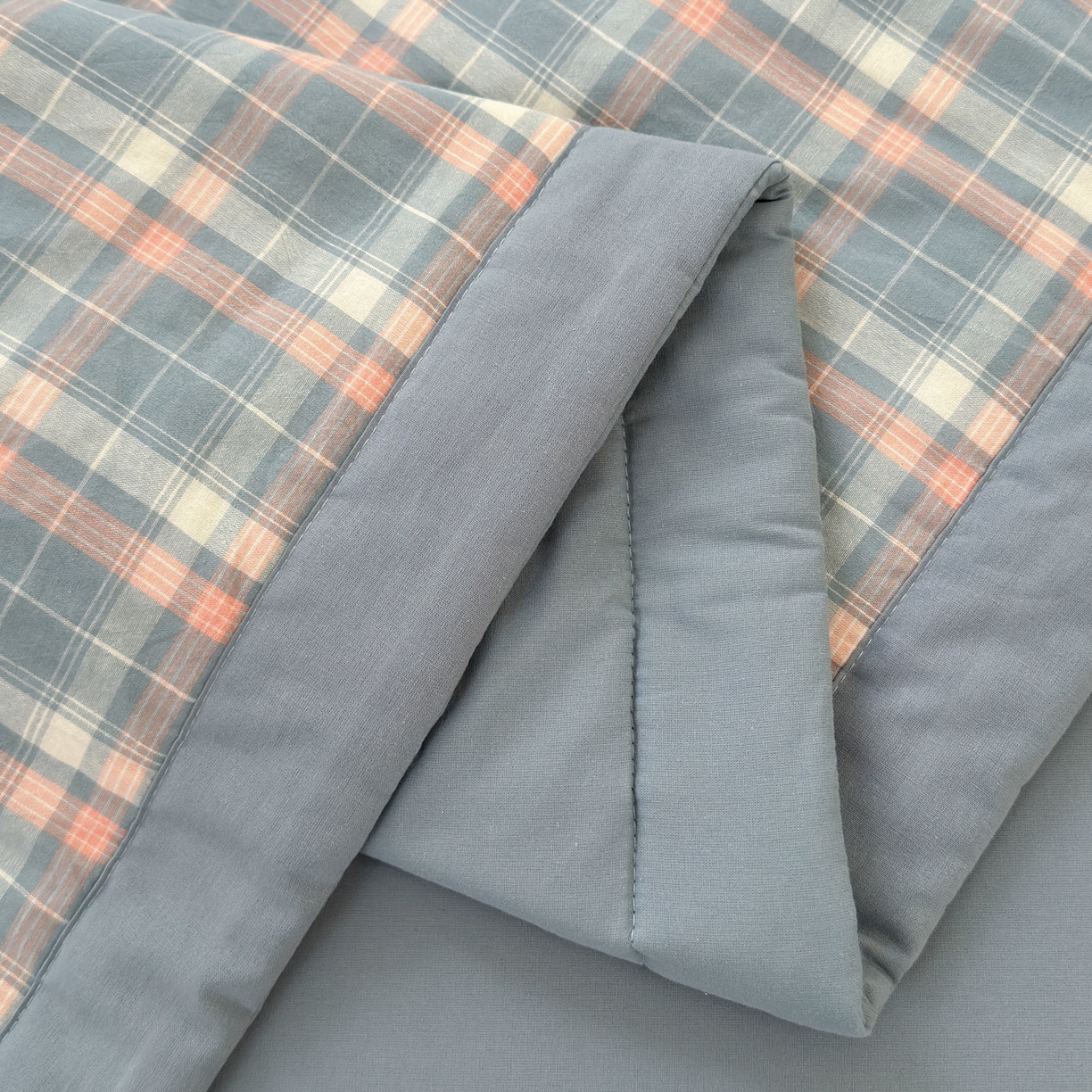 91家纺网 家纺一手货源 找家纺 雯雨家纺 2026新款A类全棉色织里外全棉夏被 印象蓝