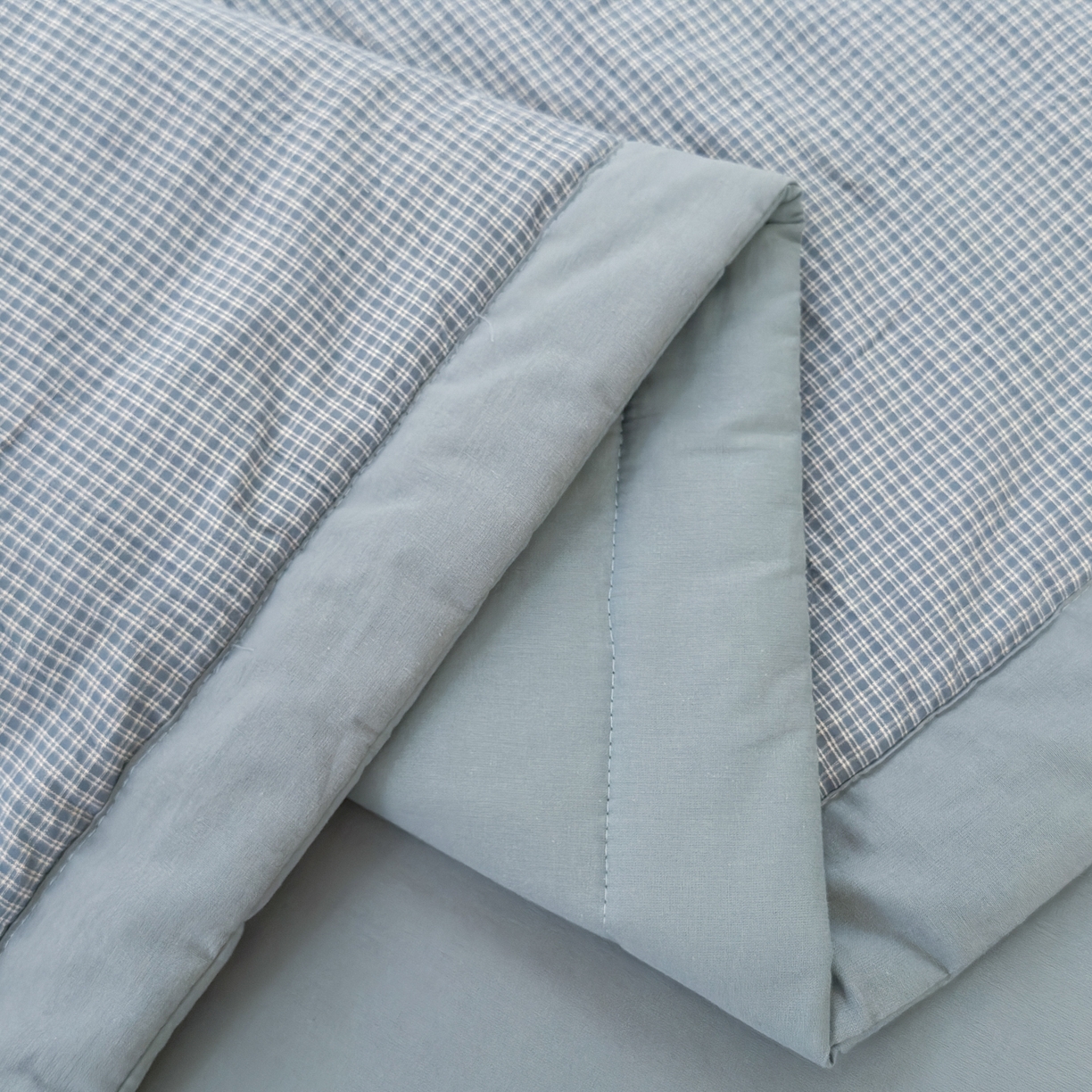 91家纺网 家纺一手货源 找家纺 雯雨家纺 2026新款A类全棉色织里外全棉夏被 安格尔浅蓝