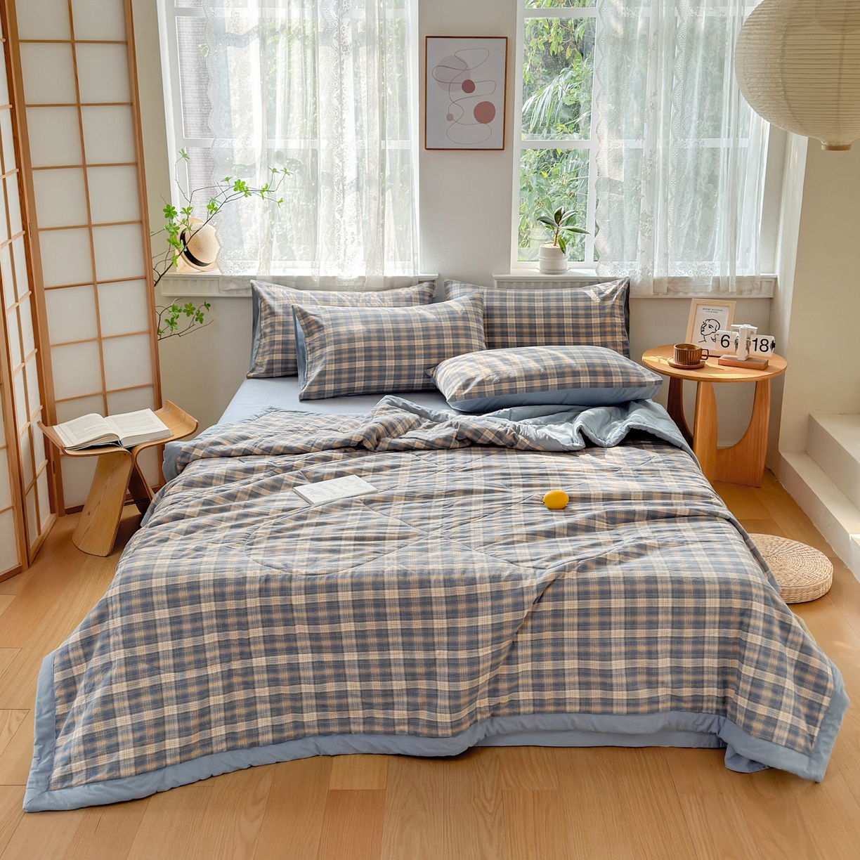 91家纺网 家纺一手货源 找家纺 雯雨家纺 2026新款A类全棉色织里外全棉夏被 巴洛咖