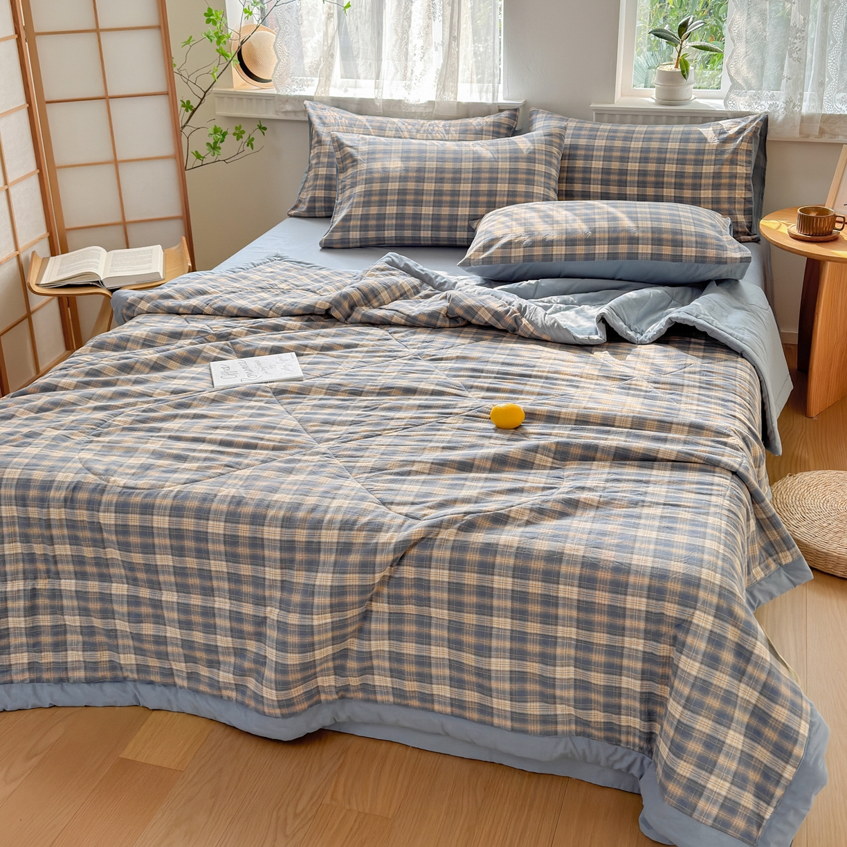 91家纺网 家纺一手货源 找家纺 雯雨家纺 2026新款A类全棉色织里外全棉夏被 巴洛咖