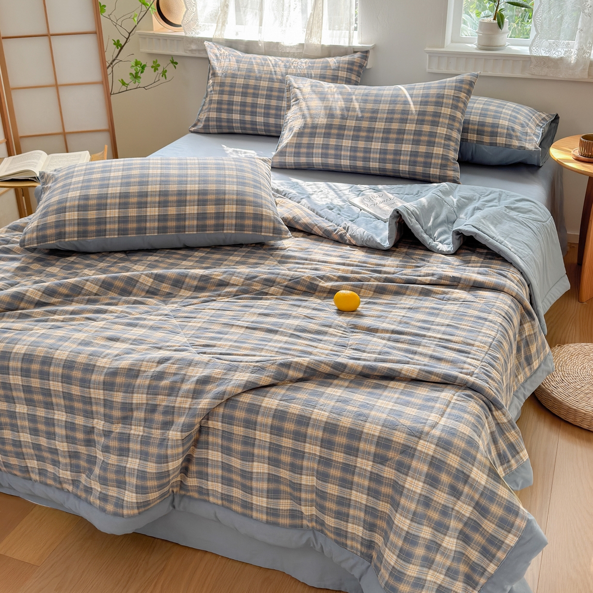 91家纺网 家纺一手货源 找家纺 雯雨家纺 2026新款A类全棉色织里外全棉夏被 巴洛咖