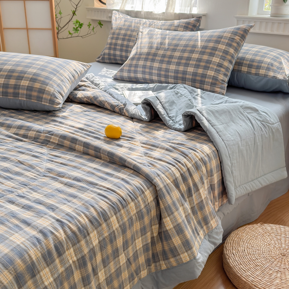 91家纺网 家纺一手货源 找家纺 雯雨家纺 2026新款A类全棉色织里外全棉夏被 巴洛咖