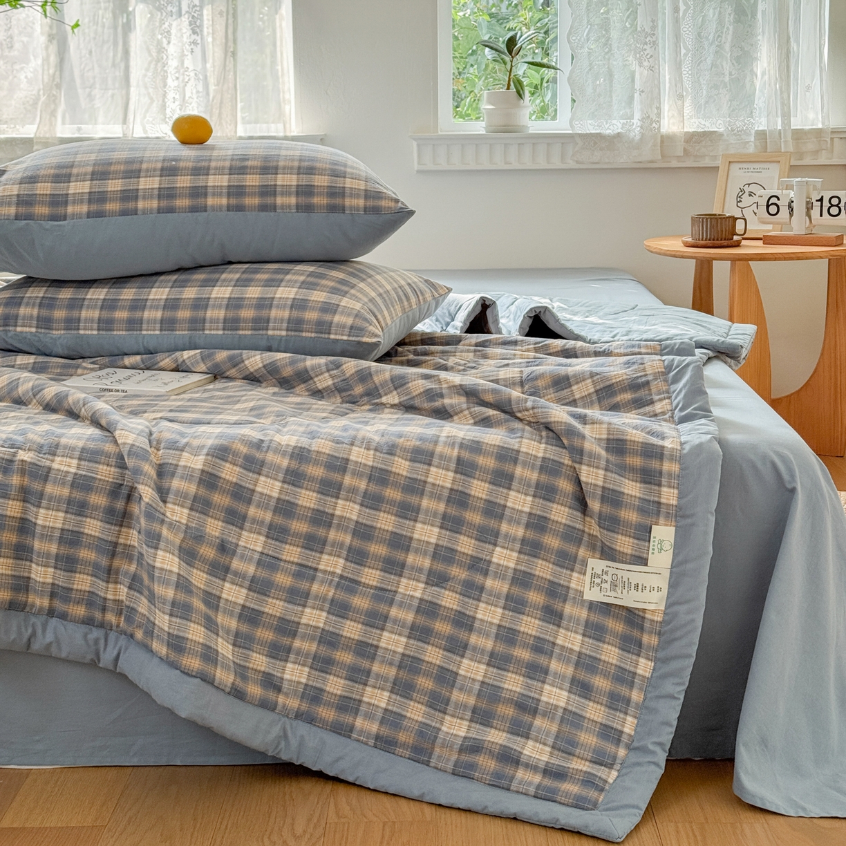 91家纺网 家纺一手货源 找家纺 雯雨家纺 2026新款A类全棉色织里外全棉夏被 巴洛咖