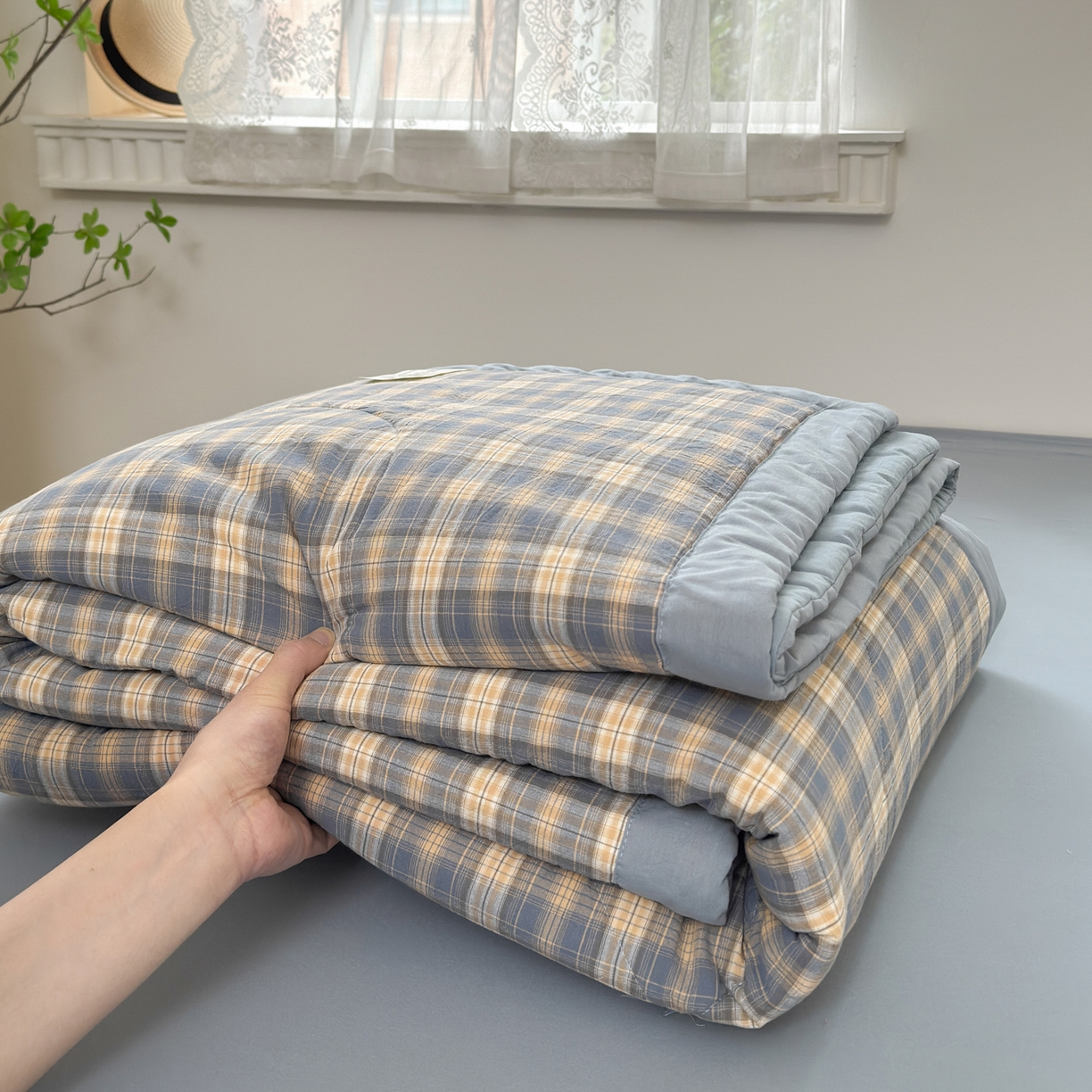 91家纺网 家纺一手货源 找家纺 雯雨家纺 2026新款A类全棉色织里外全棉夏被 巴洛咖