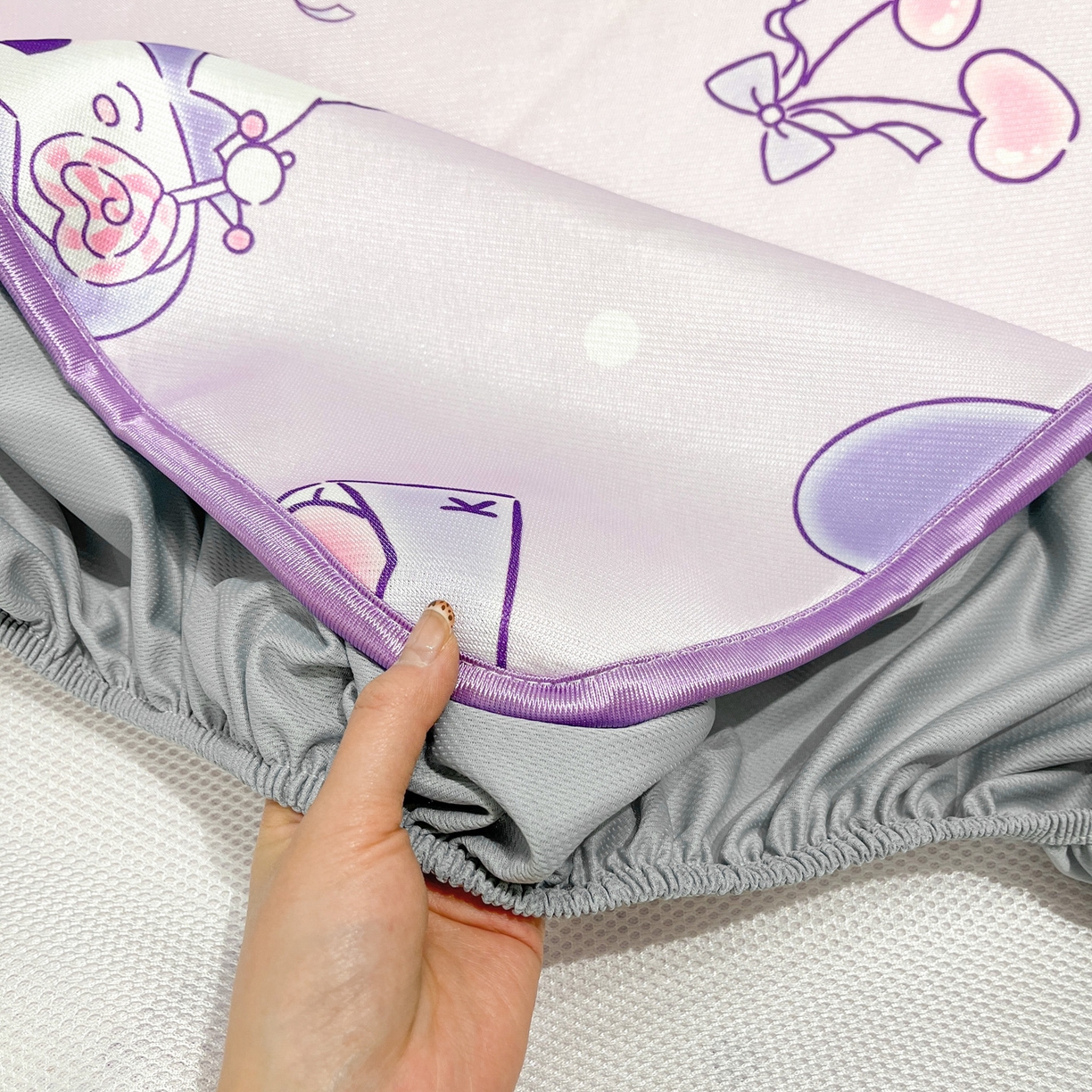 91家纺网 家纺一手货源 找家纺 暮思家居 2026新款三丽鸥正版授权数码印花A类可机洗1200D冰丝凉席三件套床笠款系列 床笠款-气球库洛米