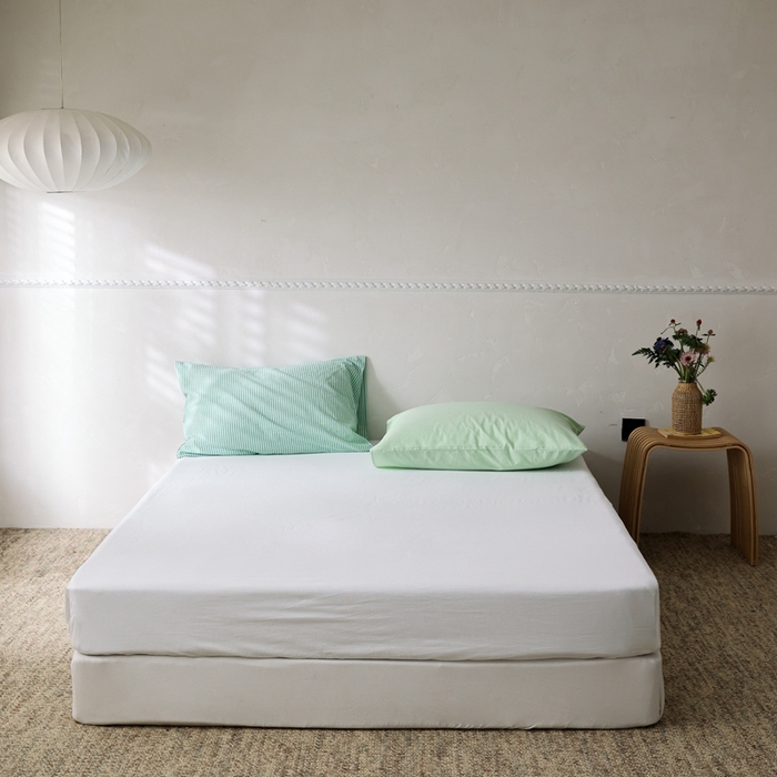 91家纺网 家纺一手货源 找家纺 棉眠 2026新款调色盘水洗棉混搭单品系列-单床笠 白