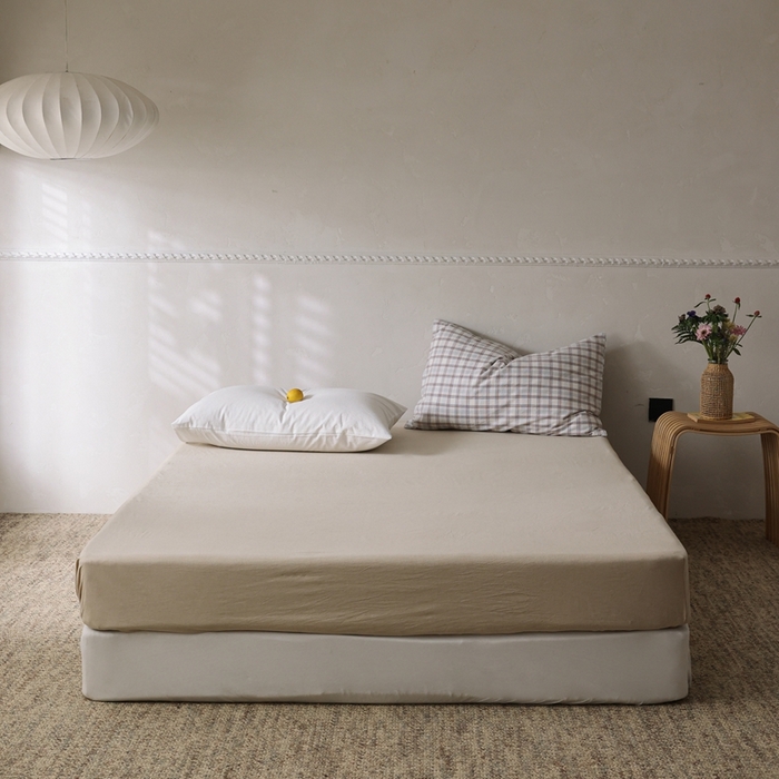 91家纺网 家纺一手货源 找家纺 棉眠 2026新款调色盘水洗棉混搭单品系列-单床笠 卡其