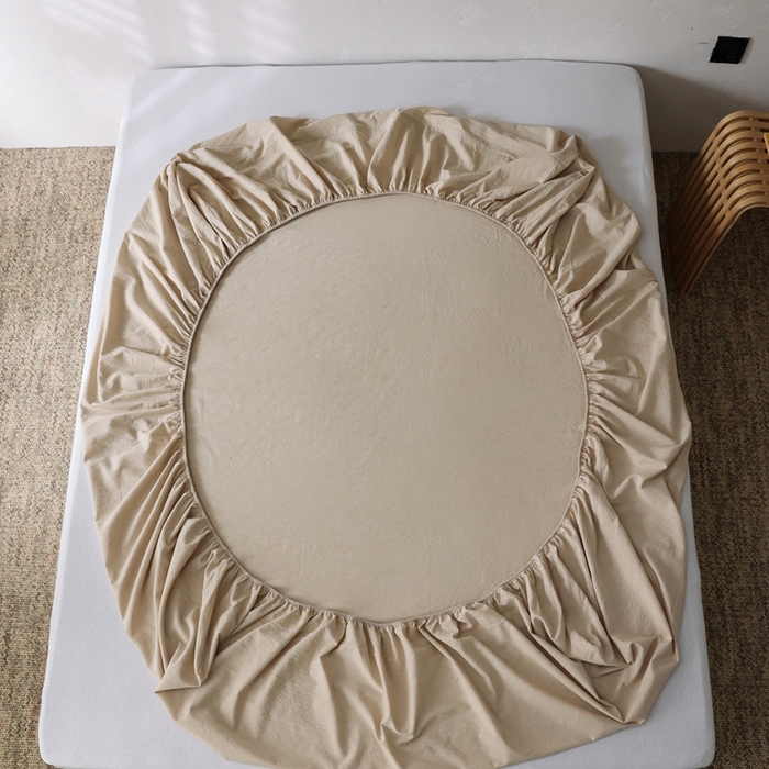 91家纺网 家纺一手货源 找家纺 棉眠 2026新款调色盘水洗棉混搭单品系列-单床笠 卡其