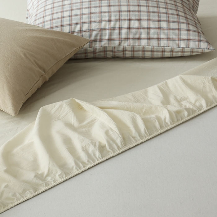 91家纺网 家纺一手货源 找家纺 棉眠 2026新款调色盘水洗棉混搭单品系列-单床笠 浅米黄