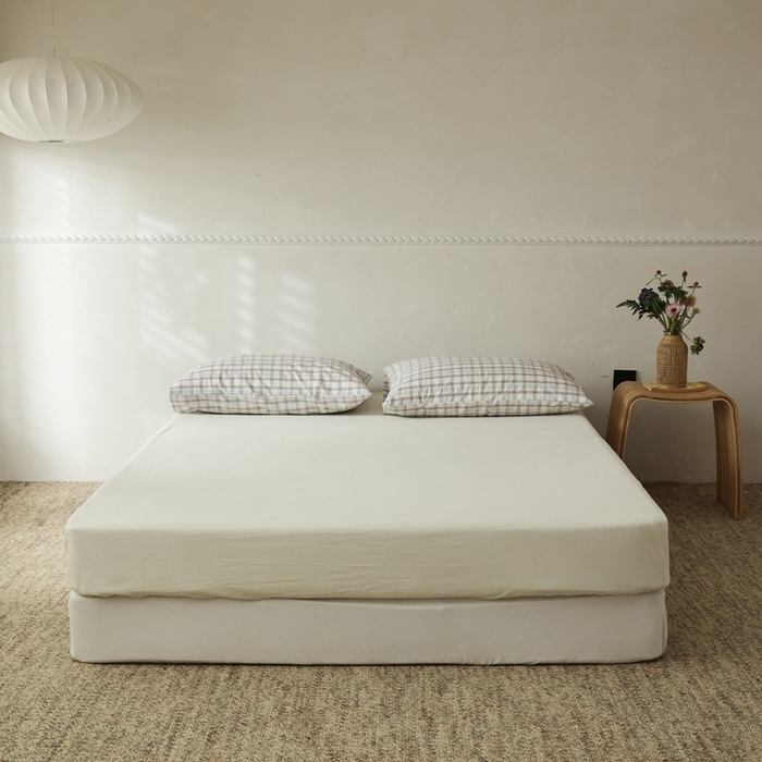 91家纺网 家纺一手货源 找家纺 棉眠 2026新款调色盘水洗棉混搭单品系列-单床笠 浅米黄