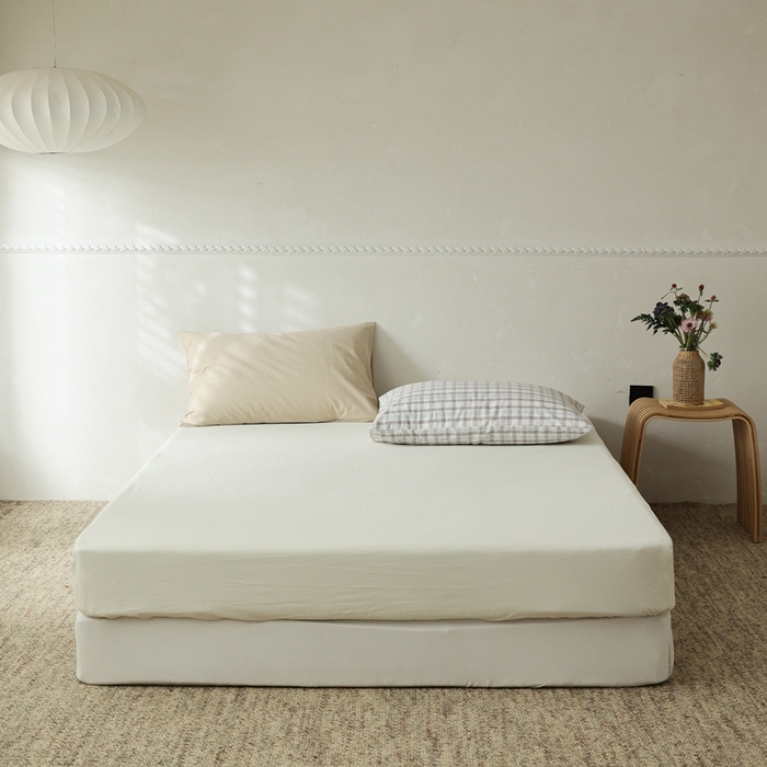 91家纺网 家纺一手货源 找家纺 棉眠 2026新款调色盘水洗棉混搭单品系列-单床笠 浅米黄