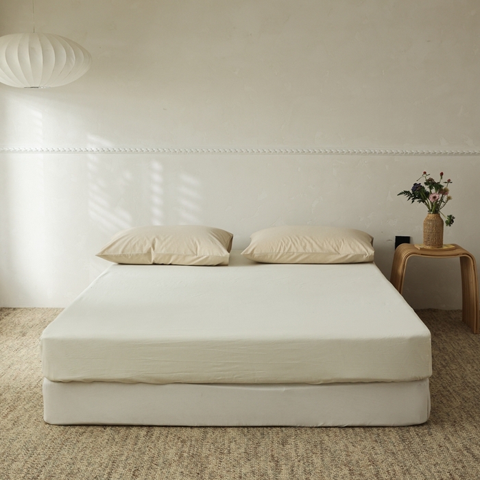 91家纺网 家纺一手货源 找家纺 棉眠 2026新款调色盘水洗棉混搭单品系列-单床笠 浅米黄