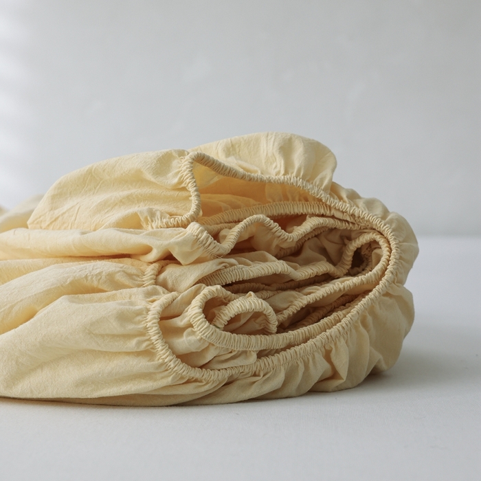 91家纺网 家纺一手货源 找家纺 棉眠 2026新款调色盘水洗棉混搭单品系列-单床笠 糖果黄