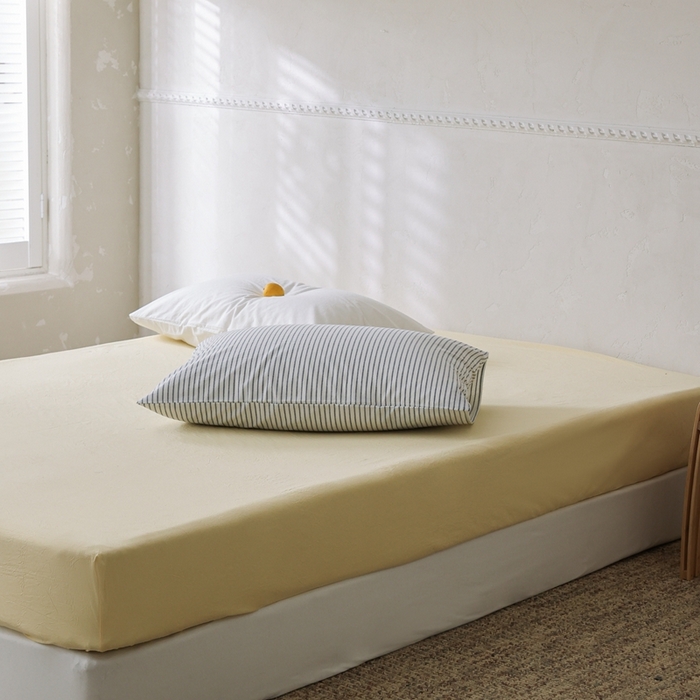 91家纺网 家纺一手货源 找家纺 棉眠 2026新款调色盘水洗棉混搭单品系列-单床笠 糖果黄