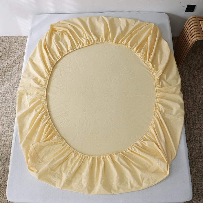 91家纺网 家纺一手货源 找家纺 棉眠 2026新款调色盘水洗棉混搭单品系列-单床笠 糖果黄