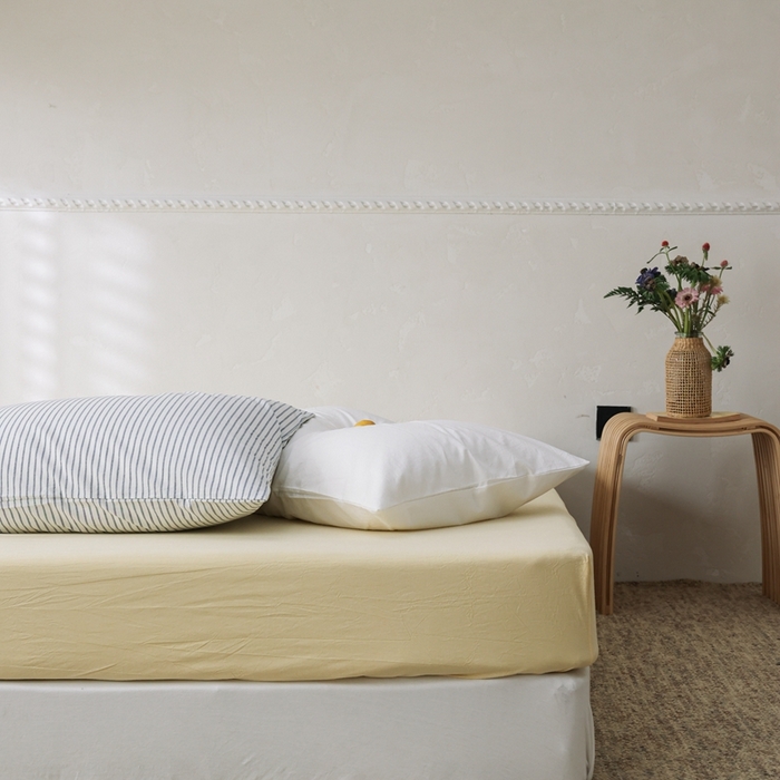 91家纺网 家纺一手货源 找家纺 棉眠 2026新款调色盘水洗棉混搭单品系列-单床笠 糖果黄