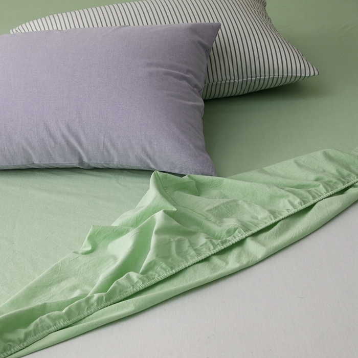 91家纺网 家纺一手货源 找家纺 棉眠 2026新款调色盘水洗棉混搭单品系列-单床笠 糖果绿