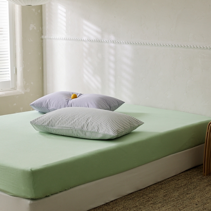 91家纺网 家纺一手货源 找家纺 棉眠 2026新款调色盘水洗棉混搭单品系列-单床笠 糖果绿