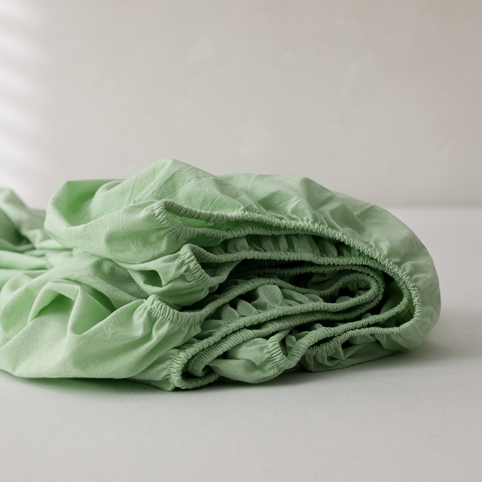 91家纺网 家纺一手货源 找家纺 棉眠 2026新款调色盘水洗棉混搭单品系列-单床笠 糖果绿