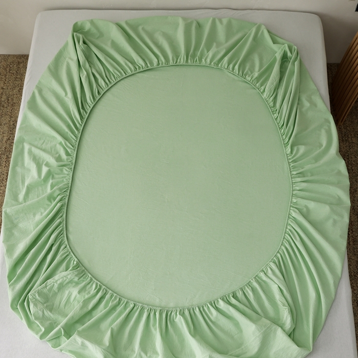 91家纺网 家纺一手货源 找家纺 棉眠 2026新款调色盘水洗棉混搭单品系列-单床笠 糖果绿