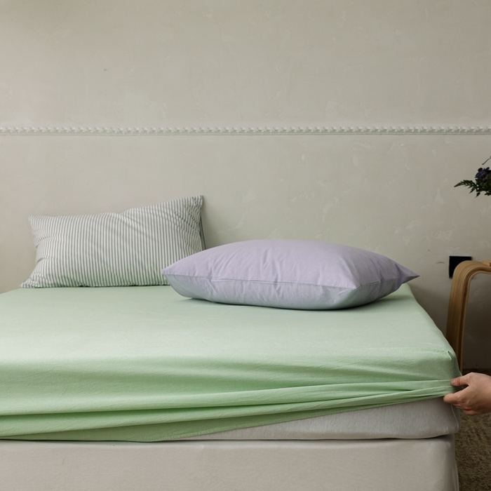 棉眠 2026新款调色盘水洗棉混搭单品系列-单床笠 糖果绿