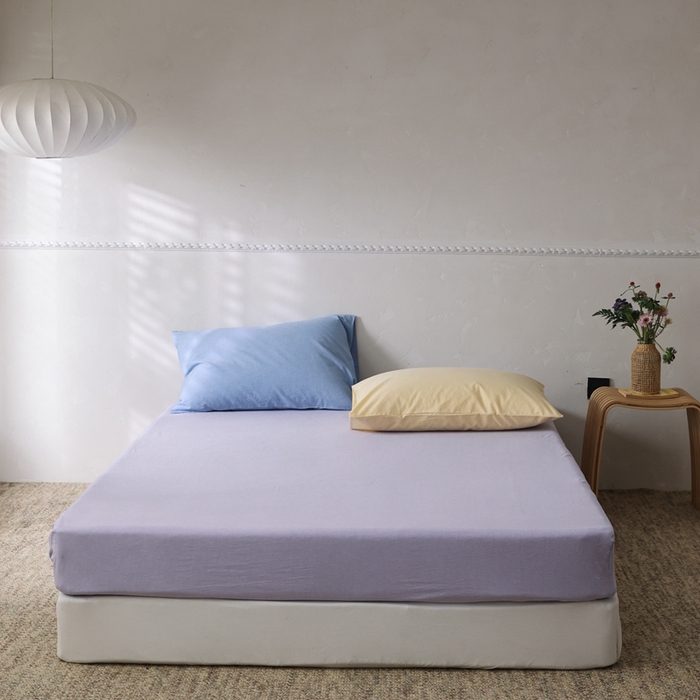 91家纺网 家纺一手货源 找家纺 棉眠 2026新款调色盘水洗棉混搭单品系列-单床笠 糖果紫