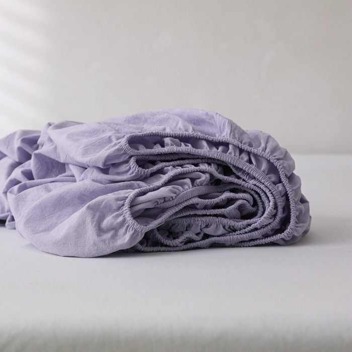 91家纺网 家纺一手货源 找家纺 棉眠 2026新款调色盘水洗棉混搭单品系列-单床笠 糖果紫