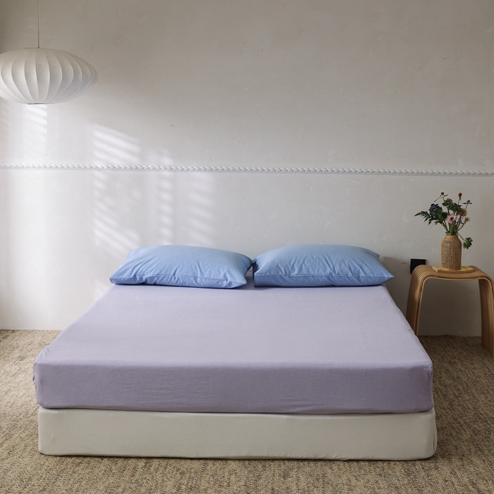 91家纺网 家纺一手货源 找家纺 棉眠 2026新款调色盘水洗棉混搭单品系列-单床笠 糖果紫