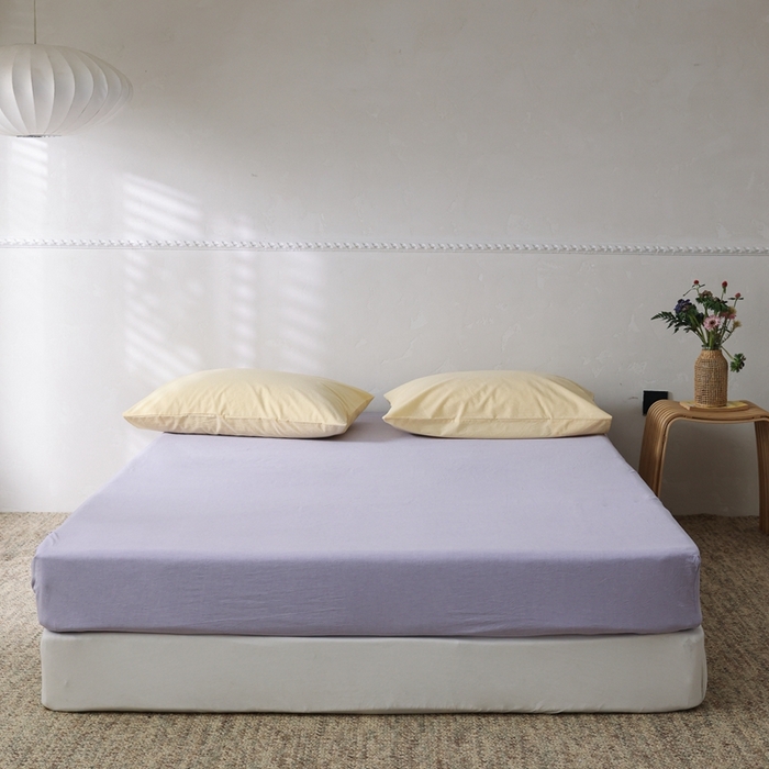 91家纺网 家纺一手货源 找家纺 棉眠 2026新款调色盘水洗棉混搭单品系列-单床笠 糖果紫