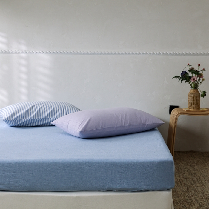 91家纺网 家纺一手货源 找家纺 棉眠 2026新款调色盘水洗棉混搭单品系列-单床笠 天蓝