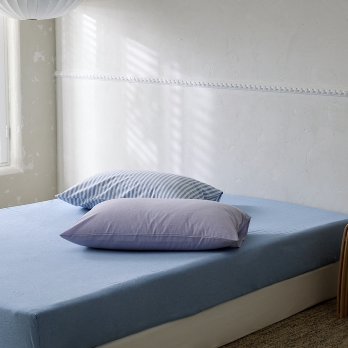 91家纺网 家纺一手货源 找家纺 棉眠 2026新款调色盘水洗棉混搭单品系列-单床笠 天蓝