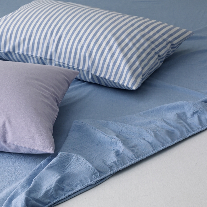 91家纺网 家纺一手货源 找家纺 棉眠 2026新款调色盘水洗棉混搭单品系列-单床笠 天蓝