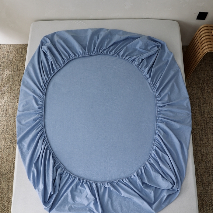 91家纺网 家纺一手货源 找家纺 棉眠 2026新款调色盘水洗棉混搭单品系列-单床笠 天蓝