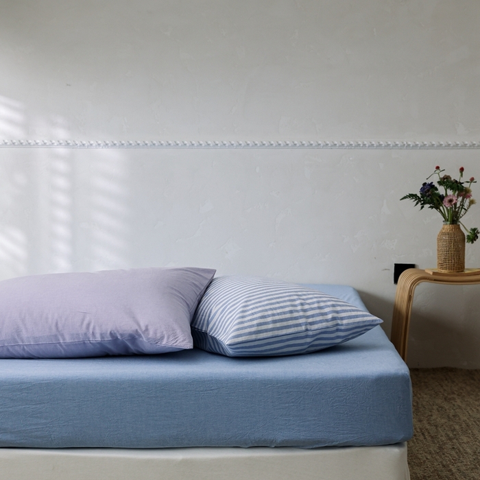 91家纺网 家纺一手货源 找家纺 棉眠 2026新款调色盘水洗棉混搭单品系列-单床笠 天蓝
