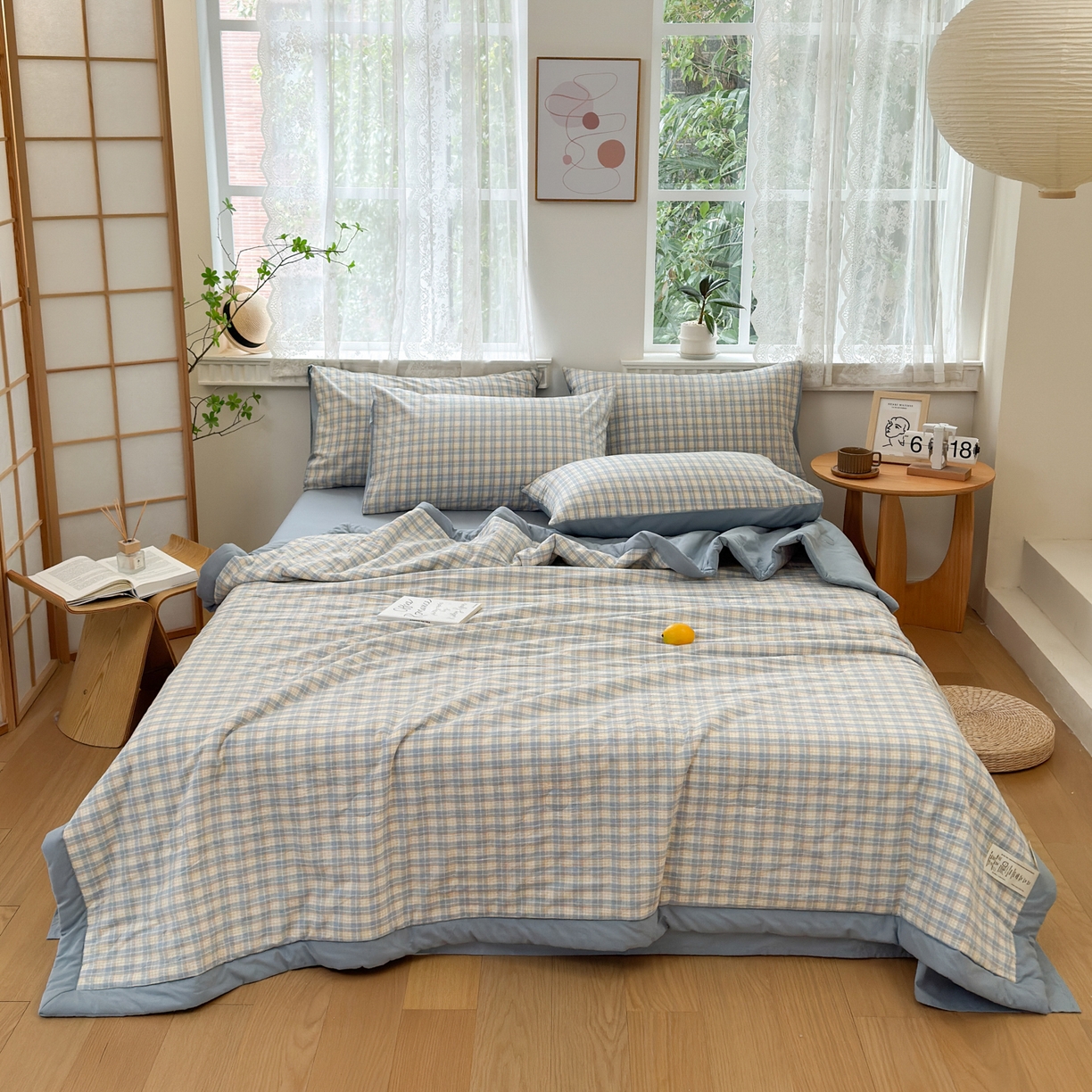 91家纺网 家纺一手货源 找家纺 雯雨家纺 2026新款A类全棉色织里外全棉夏被 朵拉兰