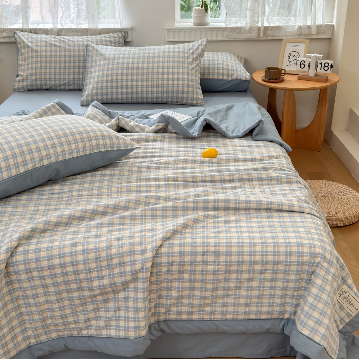 91家纺网 家纺一手货源 找家纺 雯雨家纺 2026新款A类全棉色织里外全棉夏被 朵拉兰