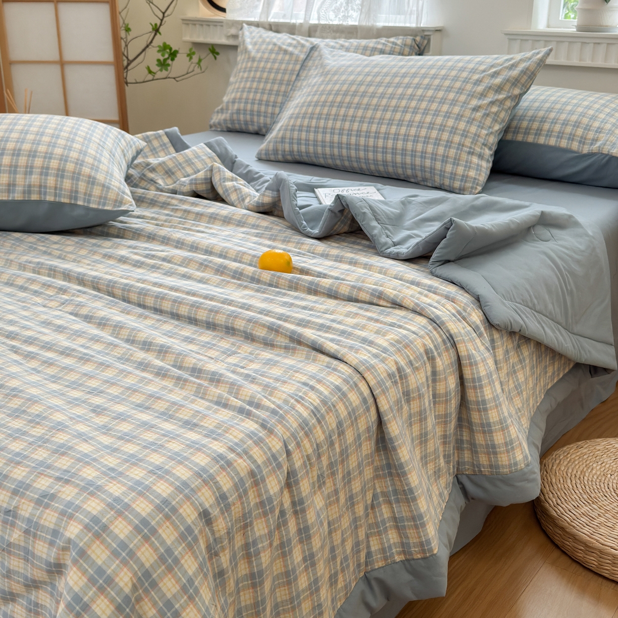 91家纺网 家纺一手货源 找家纺 雯雨家纺 2026新款A类全棉色织里外全棉夏被 朵拉兰