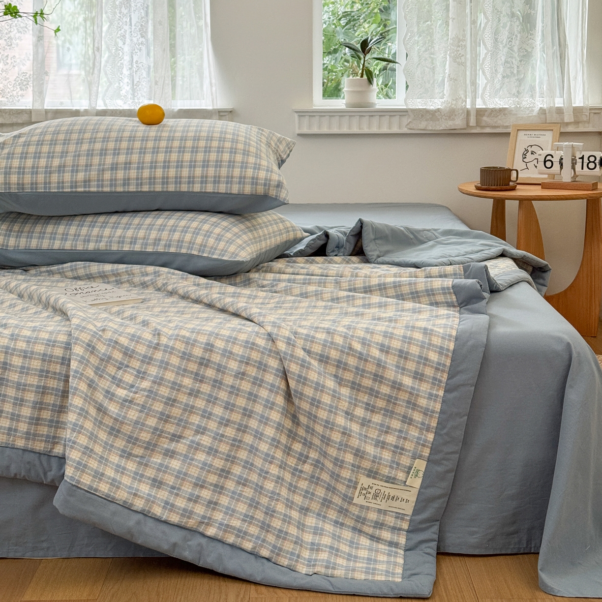 91家纺网 家纺一手货源 找家纺 雯雨家纺 2026新款A类全棉色织里外全棉夏被 朵拉兰