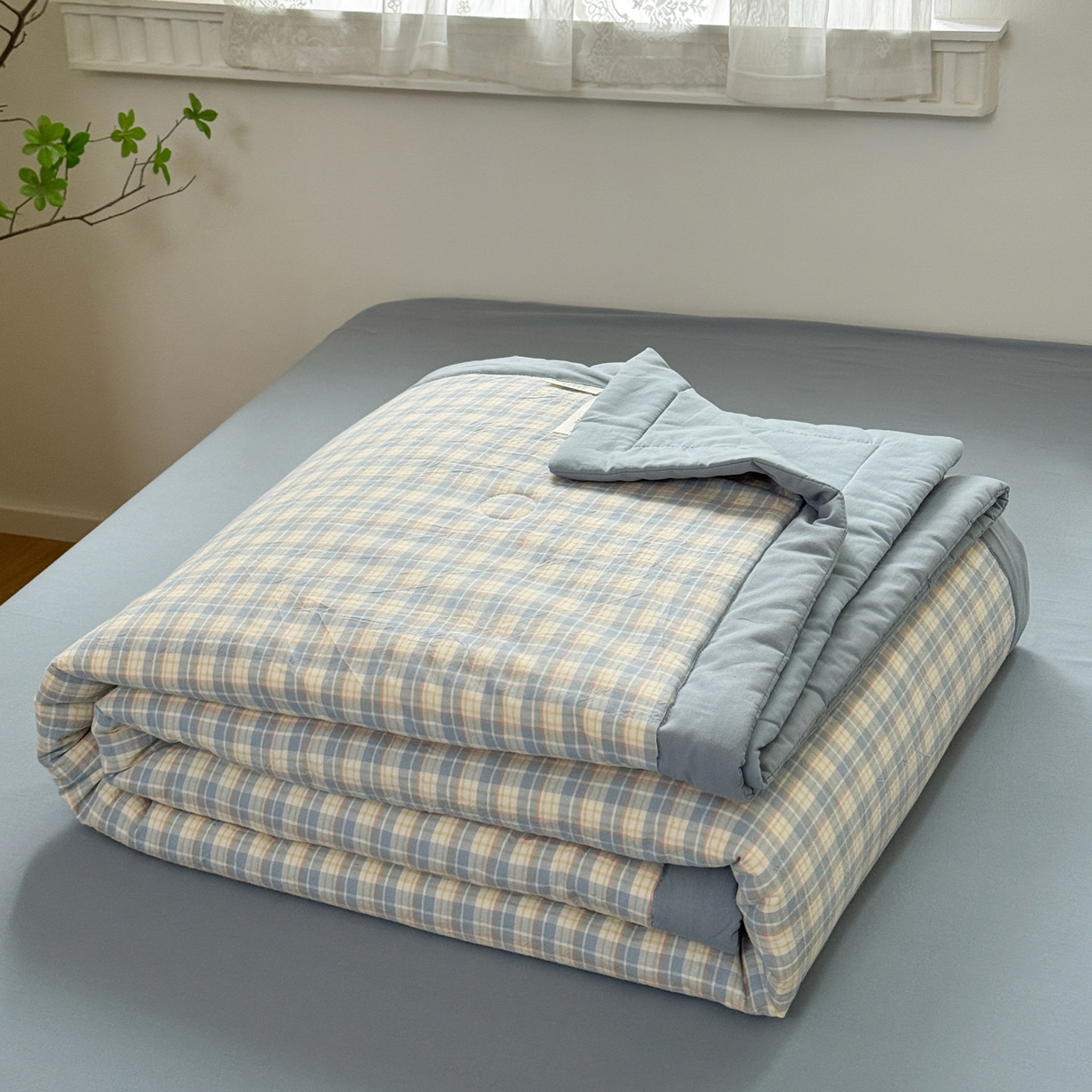 91家纺网 家纺一手货源 找家纺 雯雨家纺 2026新款A类全棉色织里外全棉夏被 朵拉兰