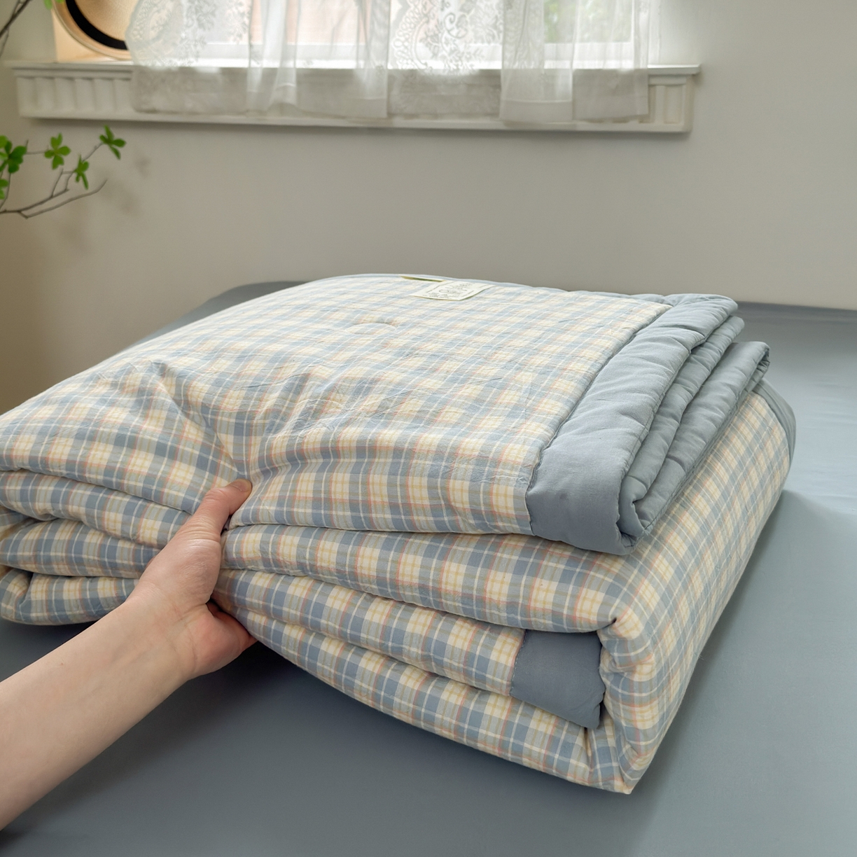 91家纺网 家纺一手货源 找家纺 雯雨家纺 2026新款A类全棉色织里外全棉夏被 朵拉兰