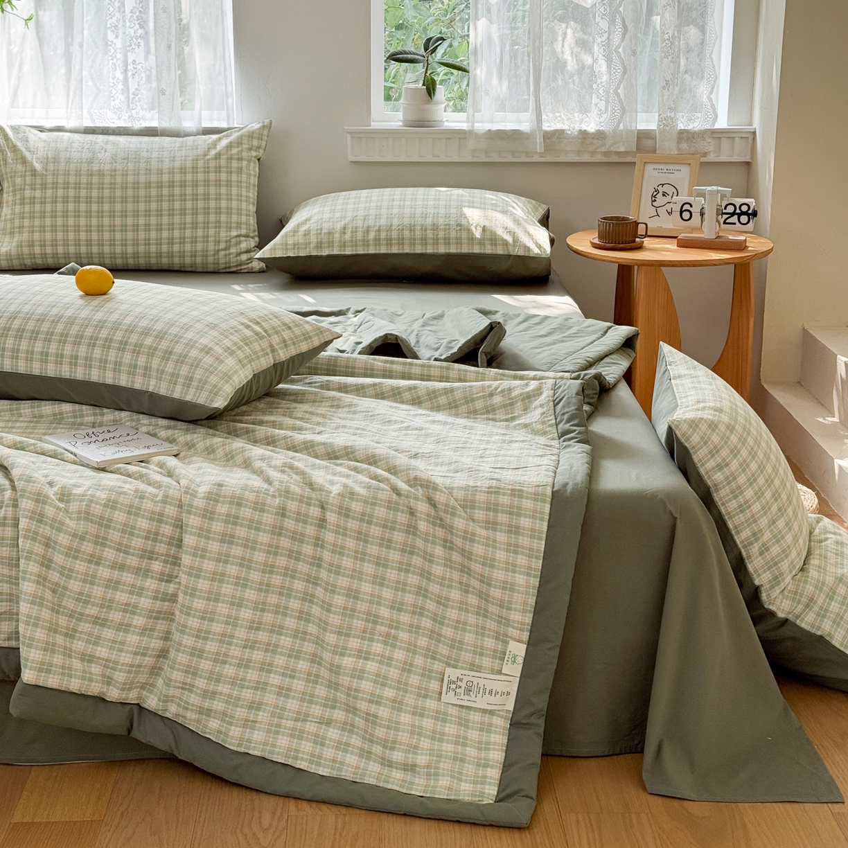 91家纺网 家纺一手货源 找家纺 雯雨家纺 2026新款A类全棉色织里外全棉夏被 朵拉绿