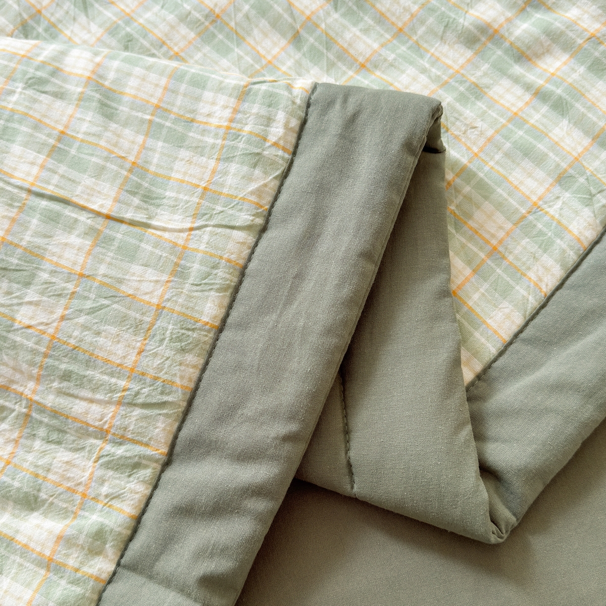 91家纺网 家纺一手货源 找家纺 雯雨家纺 2026新款A类全棉色织里外全棉夏被 朵拉绿