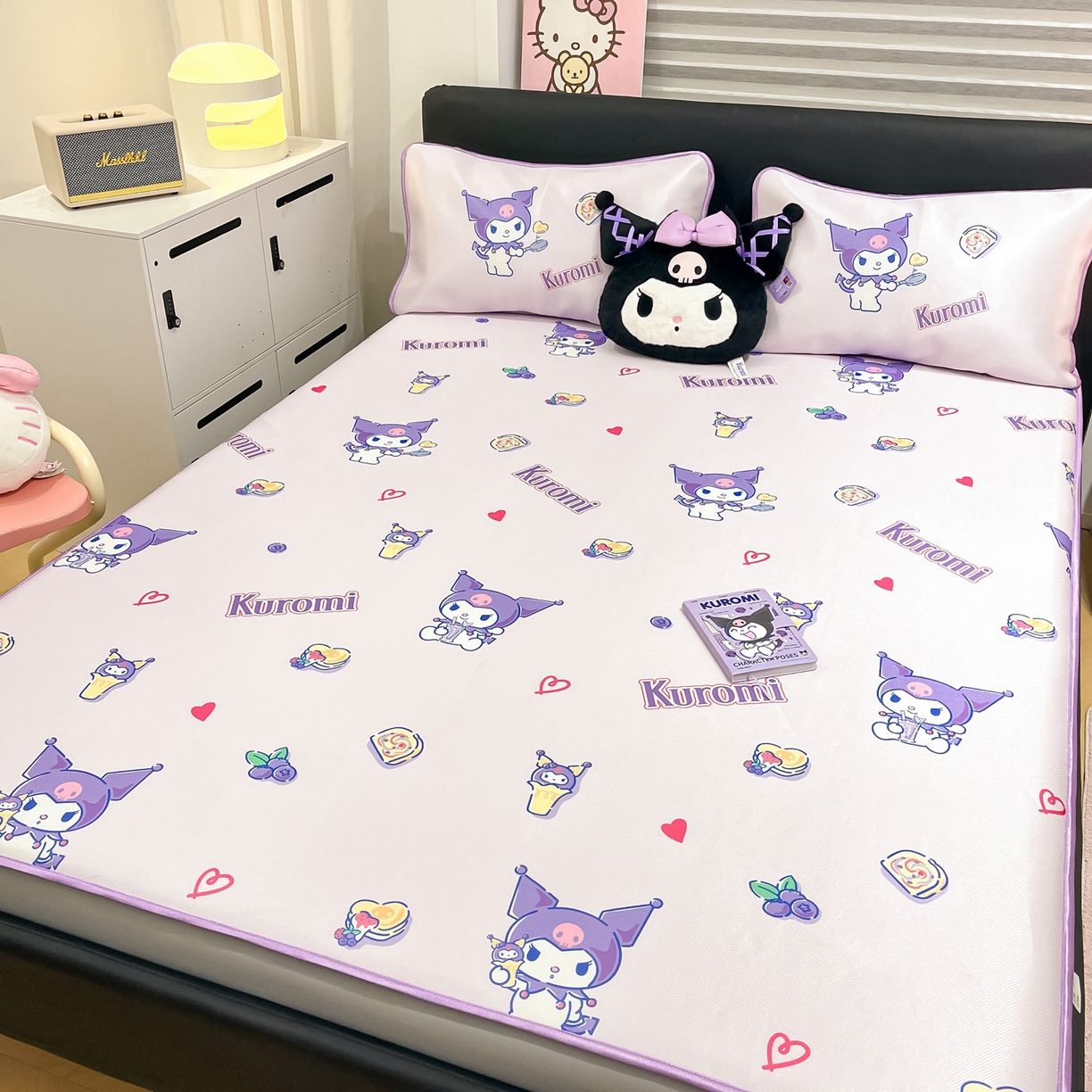 91家纺网 家纺一手货源 找家纺 暮思家居 2026新款三丽鸥正版授权数码印花A类可机洗1200D冰丝凉席三件套床笠款系列 床笠款-甜甜库洛米