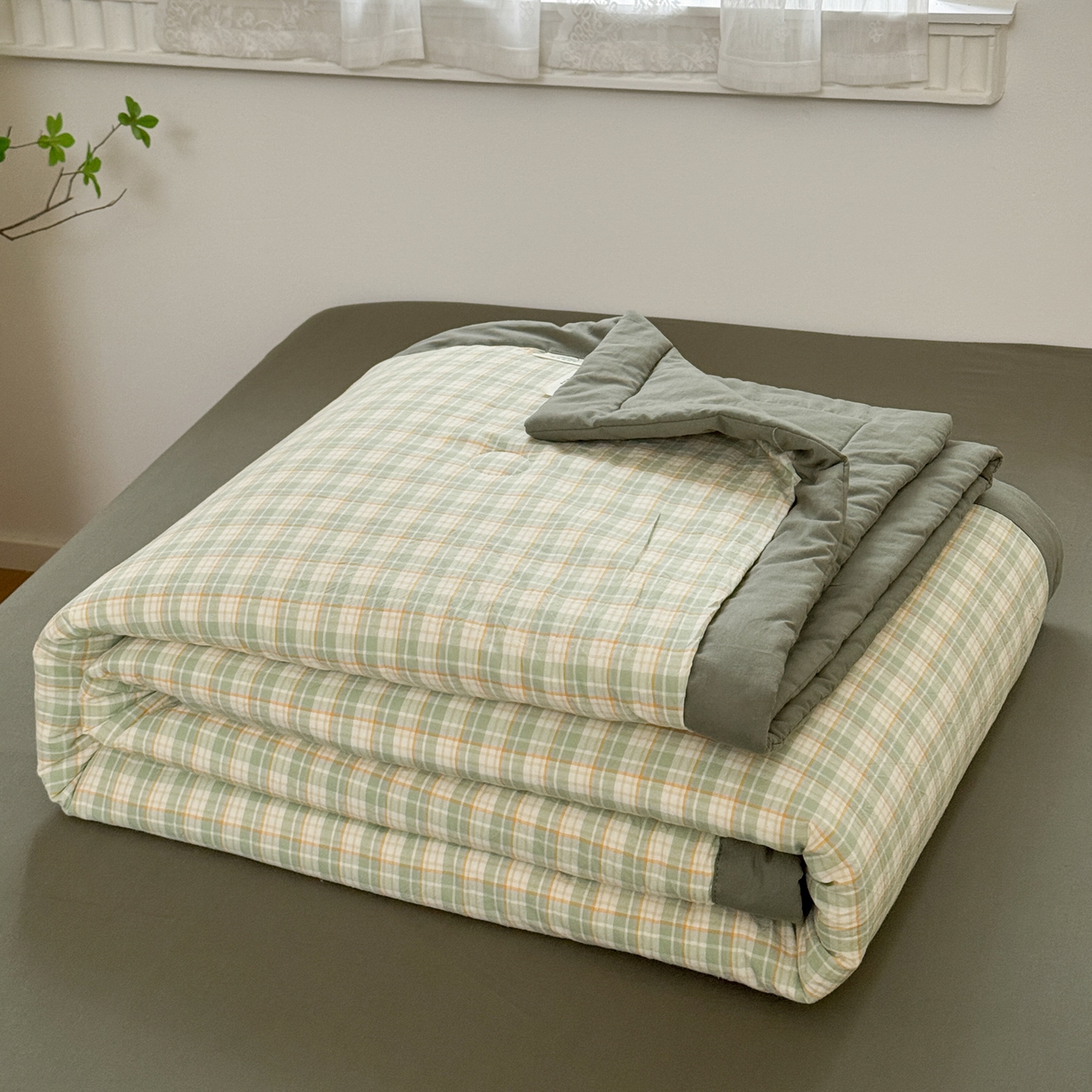 91家纺网 家纺一手货源 找家纺 雯雨家纺 2026新款A类全棉色织里外全棉夏被 朵拉绿