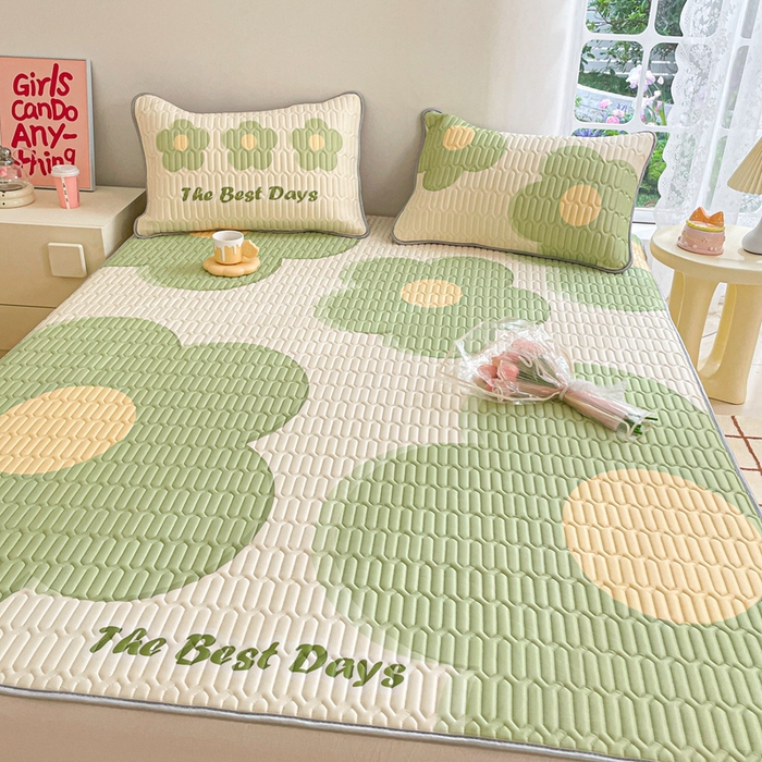 91家纺网 家纺一手货源 找家纺 川悦生活 2026春夏新款凉感丝凉席凉席席子 绿意花哆