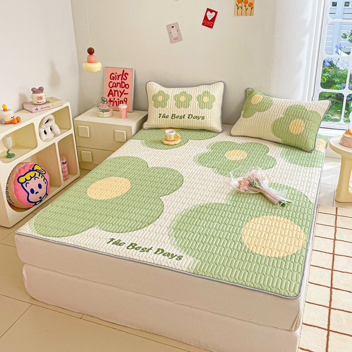 91家纺网 家纺一手货源 找家纺 川悦生活 2026春夏新款凉感丝凉席凉席席子 绿意花哆