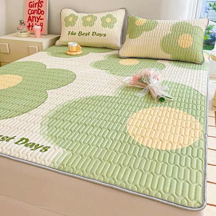 91家纺网 家纺一手货源 找家纺 川悦生活 2026春夏新款凉感丝凉席凉席席子 绿意花哆